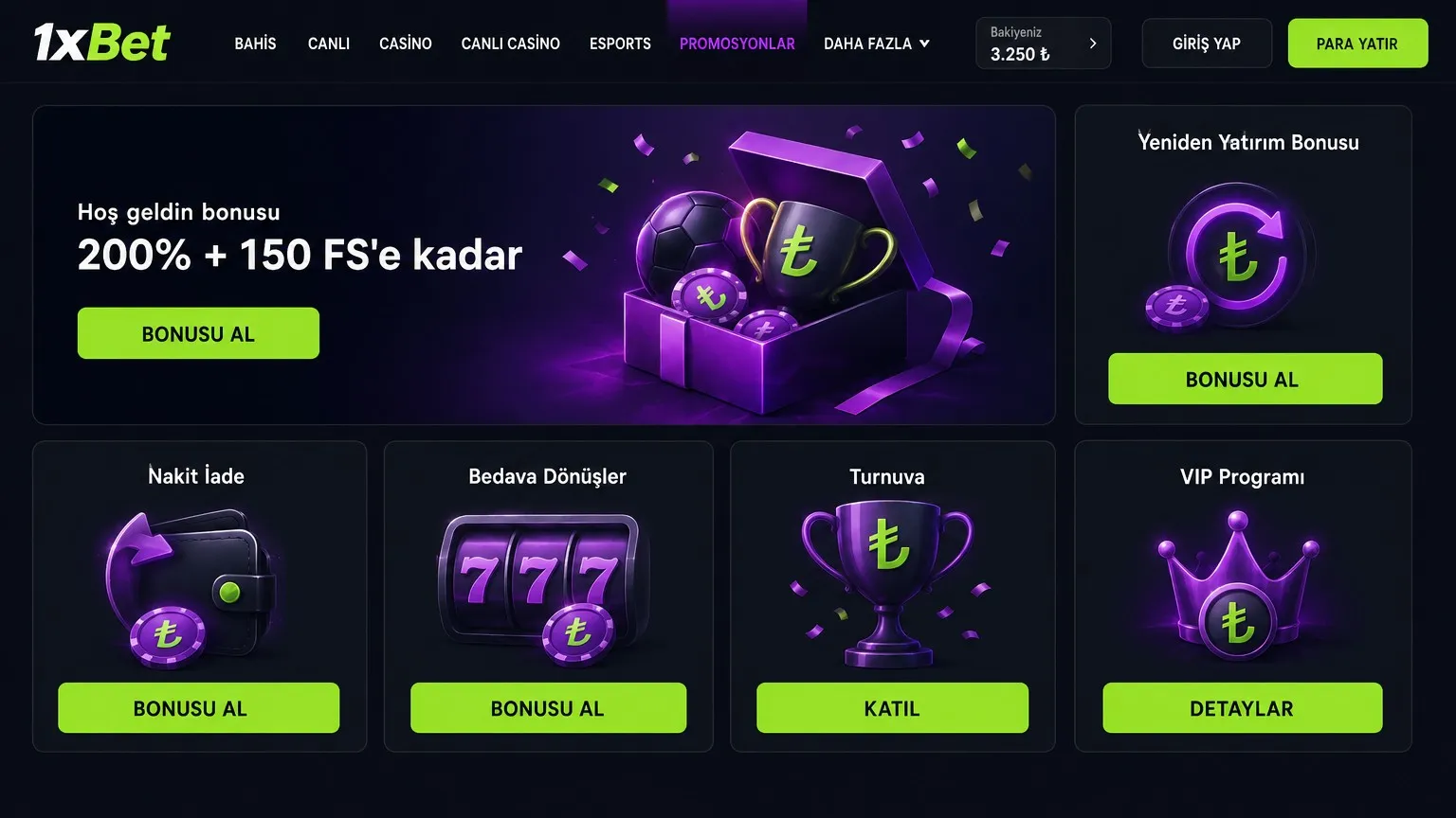 1xBet bonusları: hoş geldin paketi ve kampanyalar