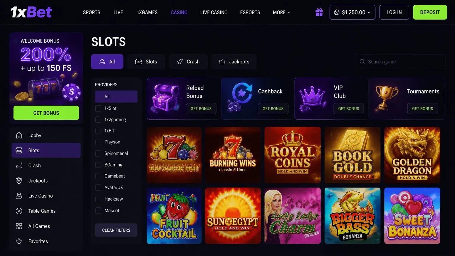 Exploring the 1xBet casino floor: slots, tables and jackpots